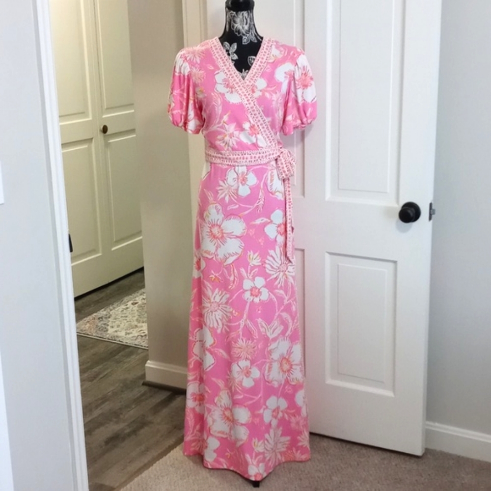 Lilly Pulitzer Pink Floral Wrap Dress
